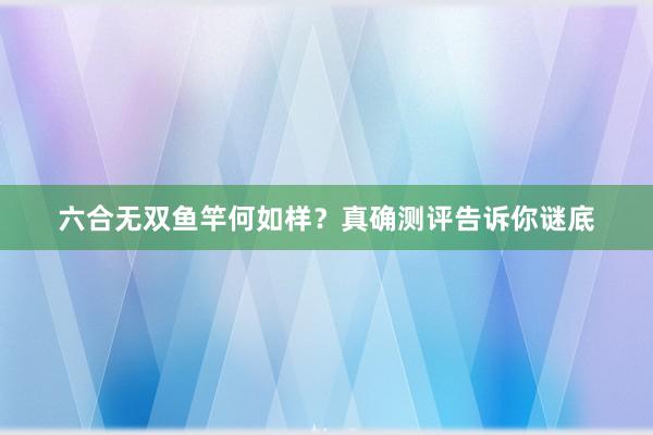 六合无双鱼竿何如样？真确测评告诉你谜底