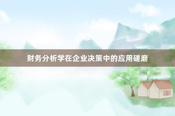 财务分析学在企业决策中的应用磋磨