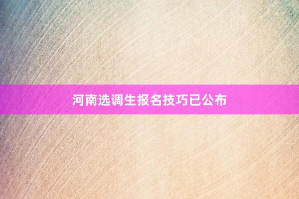 河南选调生报名技巧已公布